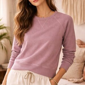 AE77 Women’s Crewneck Sweatshirt Purple Fleece Pullover Size L NWT